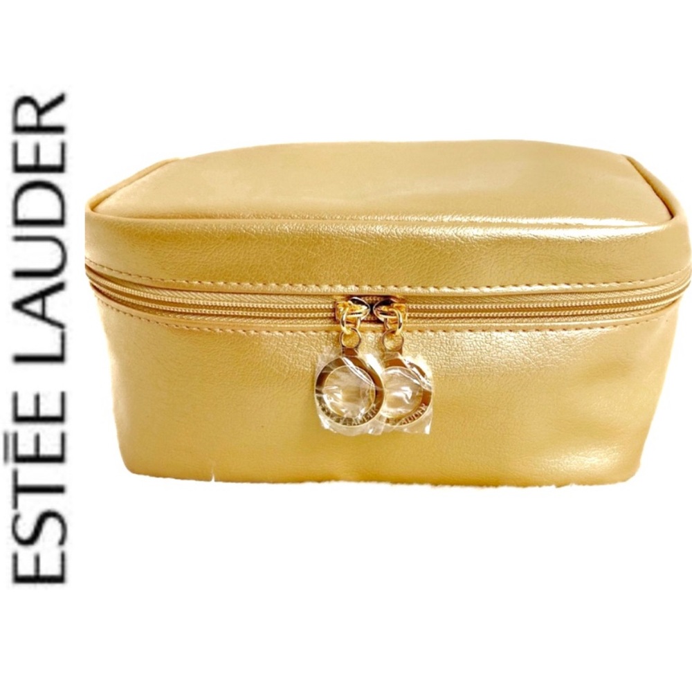 New- Estee Lauder Gold Cosmetic Bag